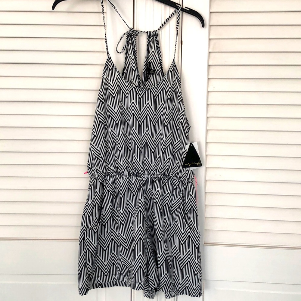 City Triangles, Black & White Geometric Romper